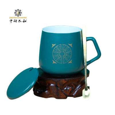 Estilo tradicional cerâmico reusável da medicina chinesa de copo de café do resíduo metálico 7x9cm com colher